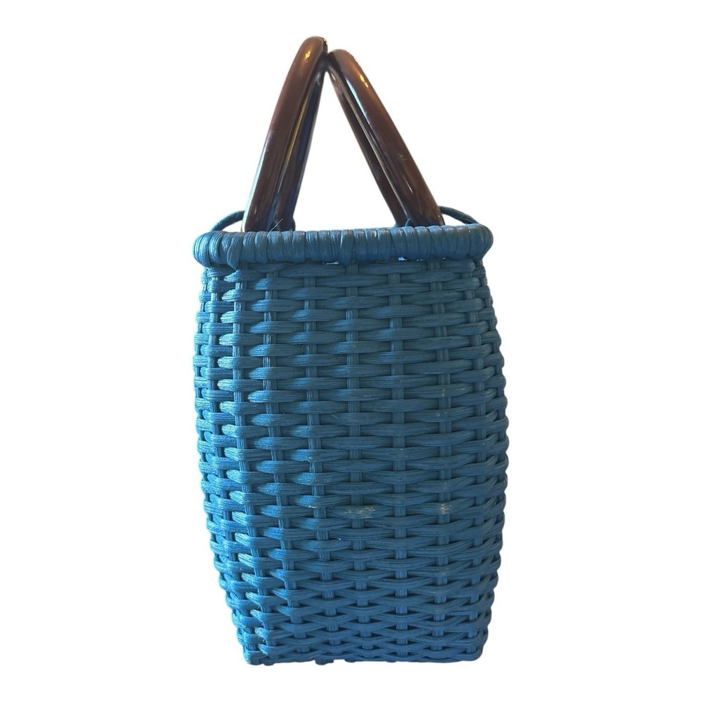 Handmade Blue Basket Purse Handbag PUTU J MacLear Vintage - Picture 3 of 12